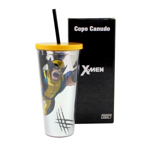 Copo com Canudo X Men Wolverine 650 ml
