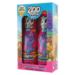Kit Shampoo + Condicionador Cabelos Cacheados Zoopers Kids 500ml