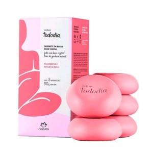 Sabonetes em Barra Puro Vegetal Tododia Framboesa e Pimenta Rosa