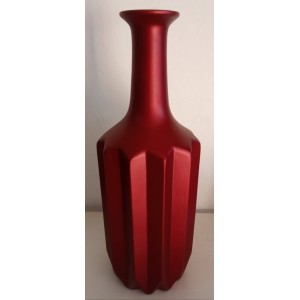 VASO DE CERÂMICA FRIZADO VERMELHO G