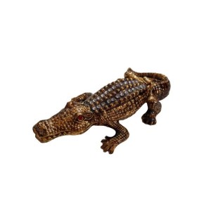 Jacaré decorativo dourado