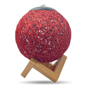 Luminária Lua Bola de Barbante Vermelho