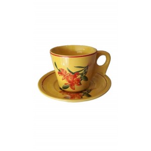 Conjunto Xícara Com Píres Amarela