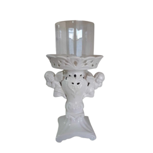 Castiçal Branco Anjos Cerâmica