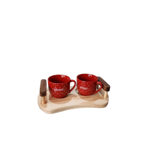 Suporte De Madeira Com 2 Xícaras
