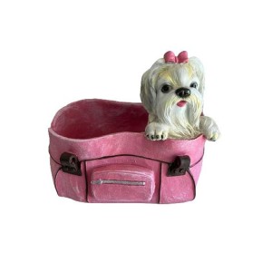 Vaso Para Jardim - Cachorro Com Bolsinha
