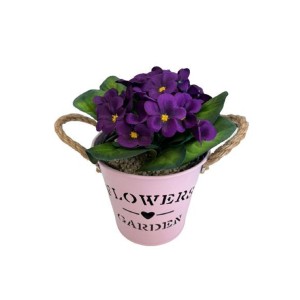 Balde De Metal Flowers Garden